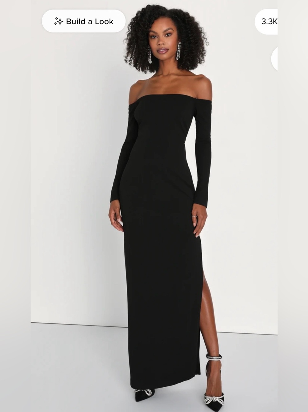 NWT lulus Stunning Excellence Black Off-the-Shoulder Maxi Dress S